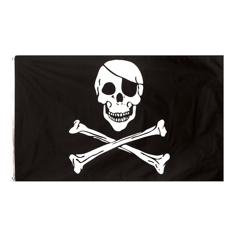 Piratflag af stof, Jolly Roger 90 x 150 cm
