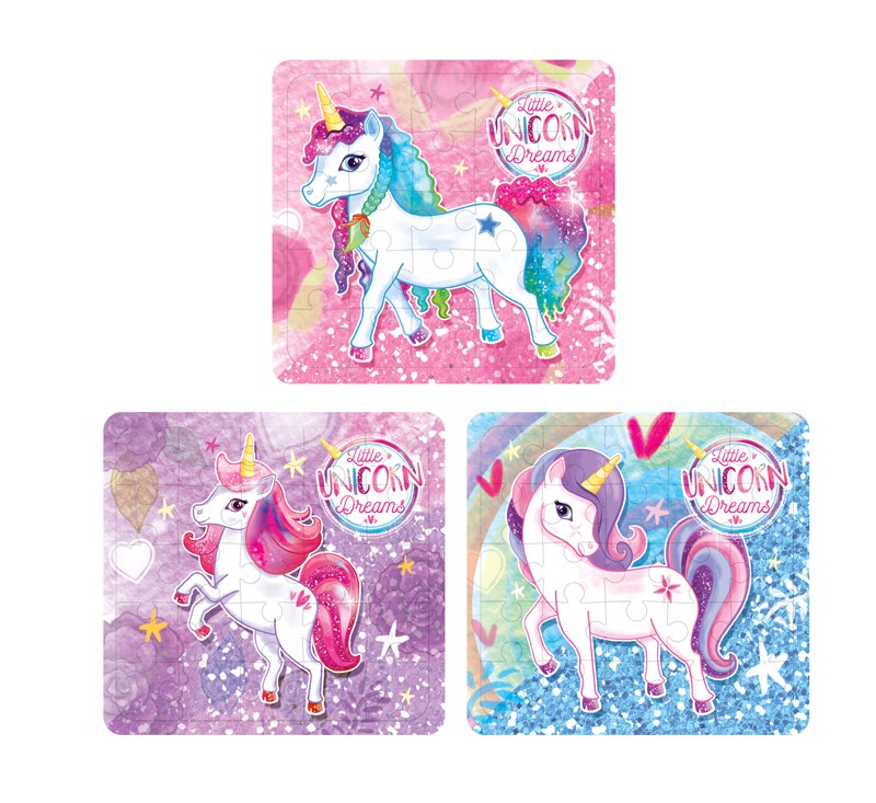 Mini puslespil med enhjørningemotiv