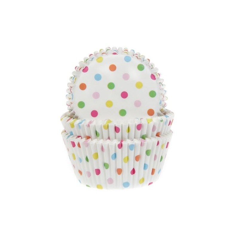 Muffinforme - Farverige prikker 50 stk