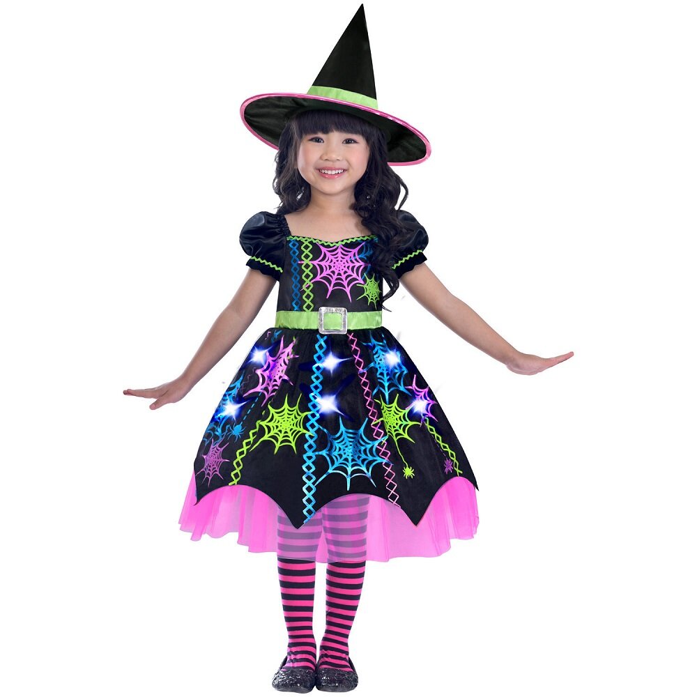 Neon Spider Witch Kostume Børn 3-6 år