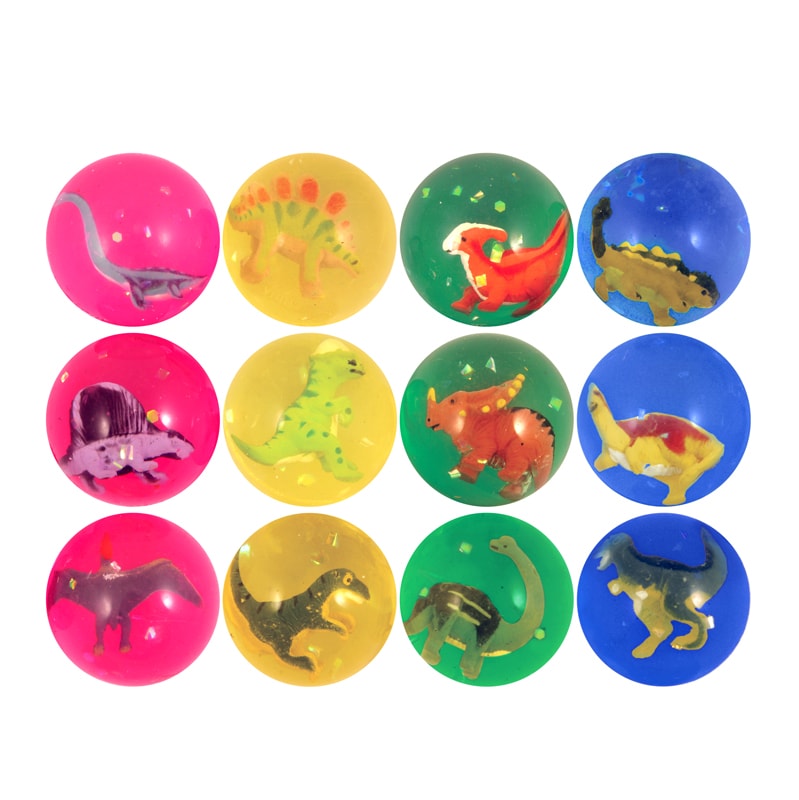 Hoppebold med dinosaurer 4,3 cm (stykvis)