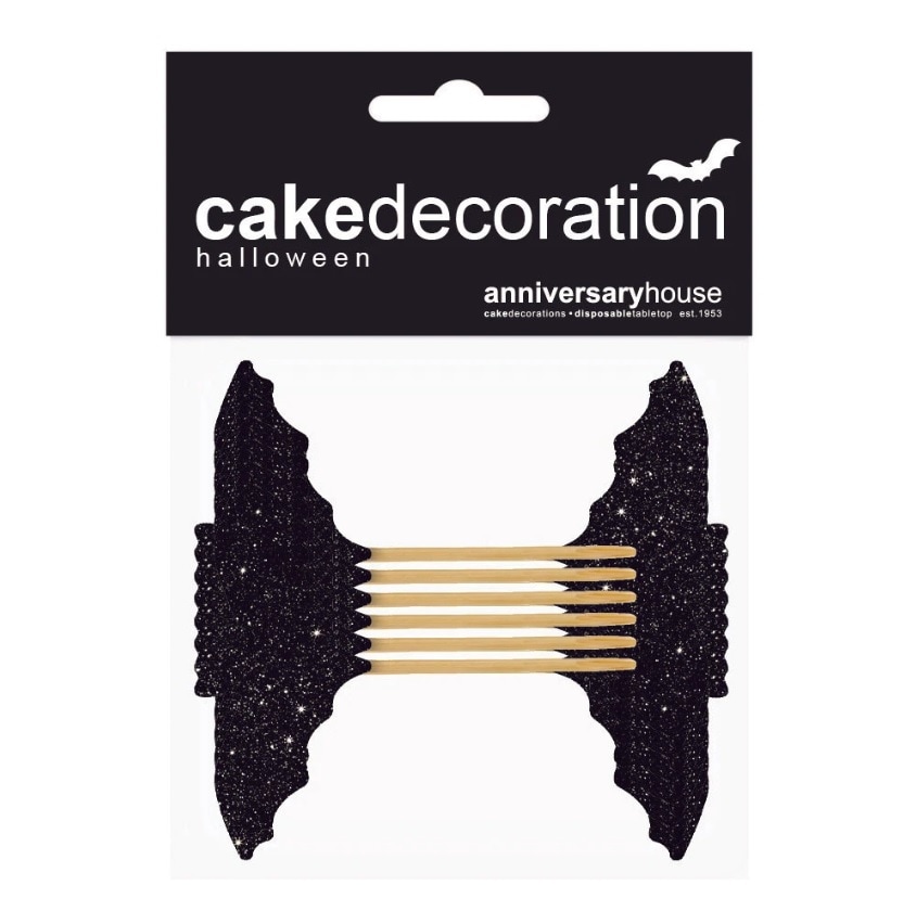 Cake Toppers - Glitrende flagermus 12 stk 