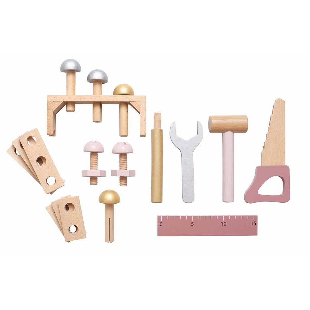 Værktøjskasse med værktøj (lyserød)