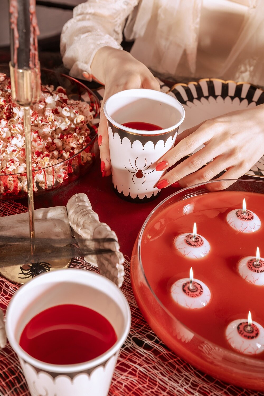 Halloween-krus med guldedderkop 6 stk