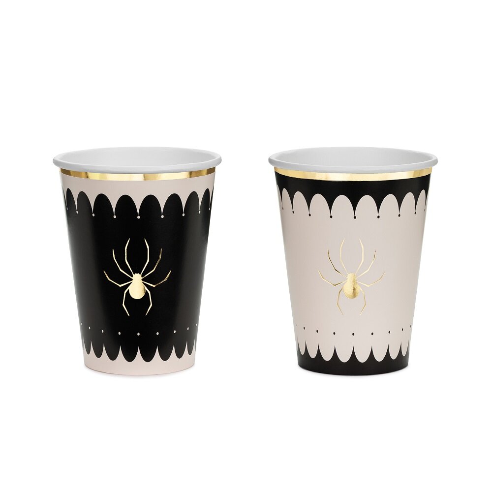 Halloween-krus med guldedderkop 6 stk