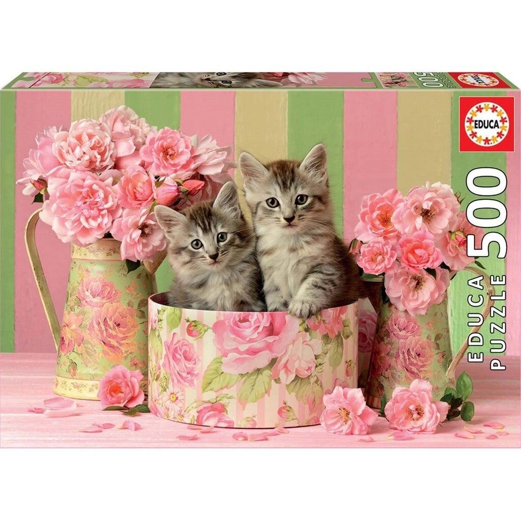 Educa Puslespil, Kittens with Roses 500 brikker
