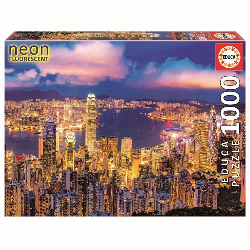 Educa Puslespil, Hong Kong Skyline Neon 1000 brikker