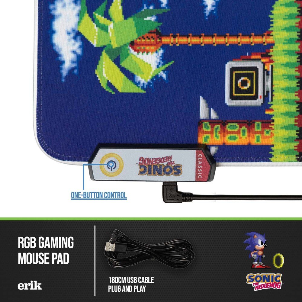 Sonic the Hedgehog - Gaming Musemåtte XL, LED-lys 40 x 90 cm