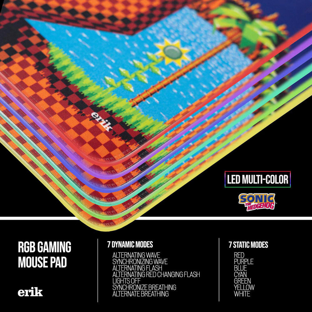 Sonic the Hedgehog - Gaming Musemåtte XL, LED-lys 40 x 90 cm