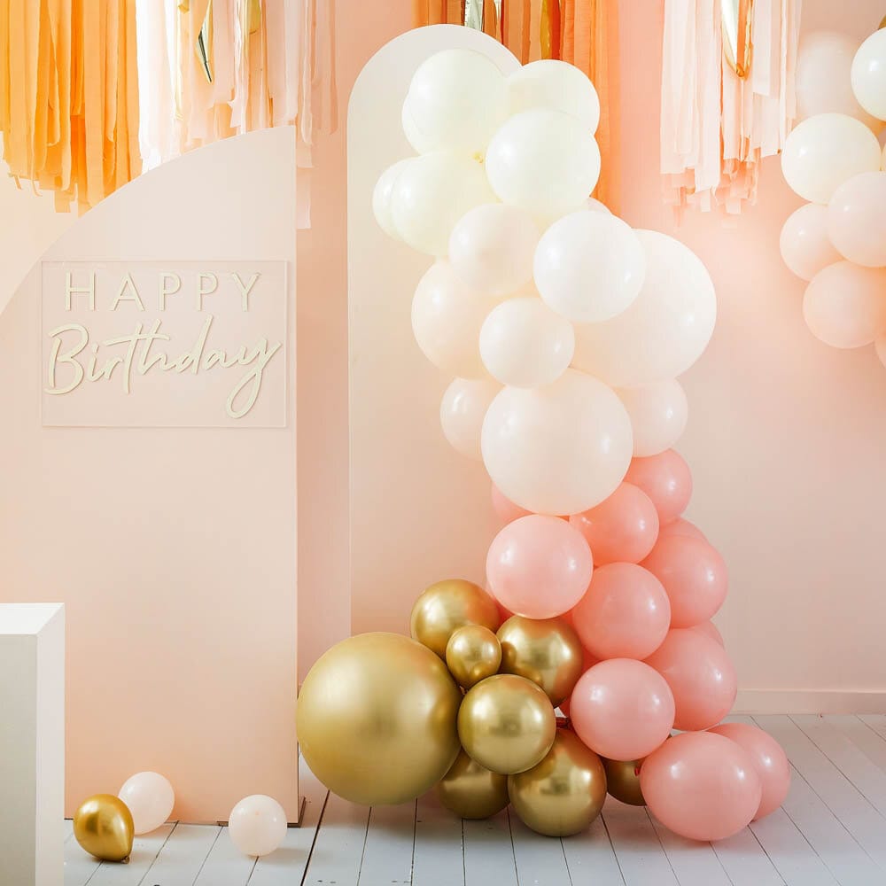 DIY Ballonbue - Fersken og Guld
