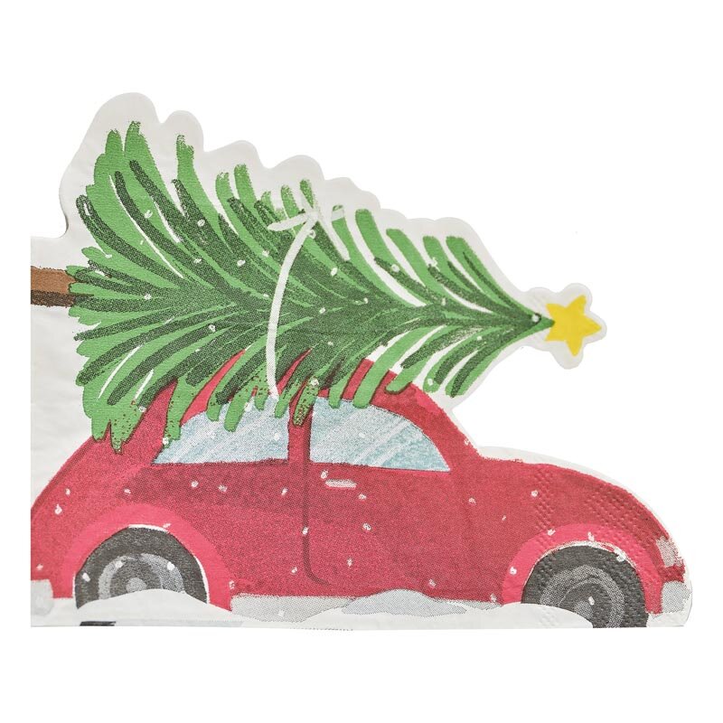 Servietter - Bil med juletræ 16 stk