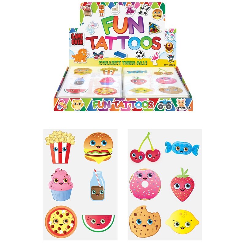 Tatoveringer Kawaii Frugter & Bagværk 6 stk