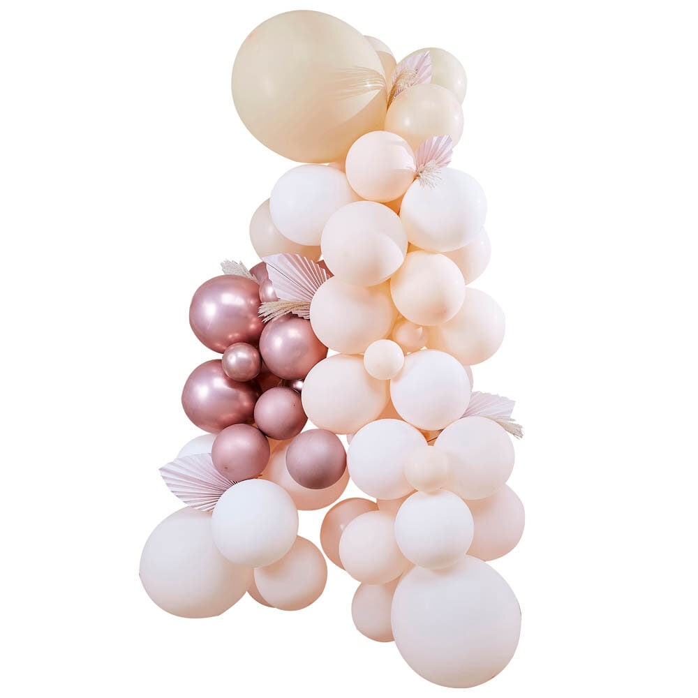 DIY Ballonbue - Hvid, fersken og rosaguld
