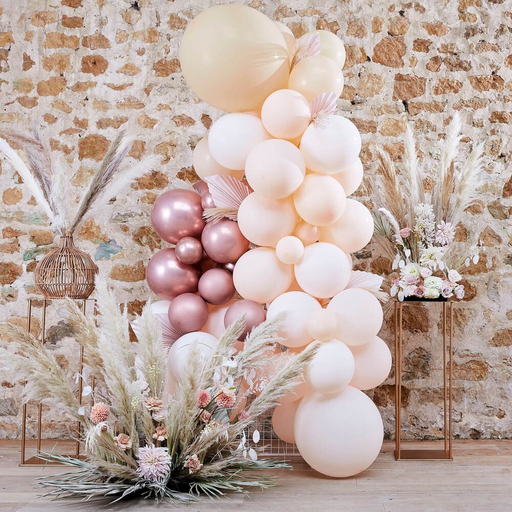 DIY Ballonbue - Hvid, fersken og rosaguld