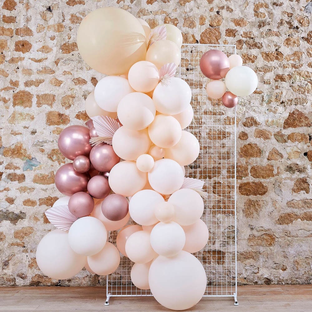 DIY Ballonbue - Hvid, fersken og rosaguld