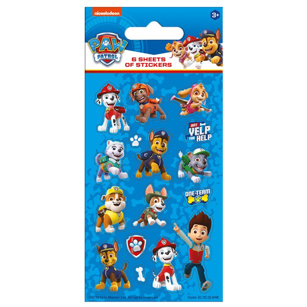 Paw Patrol - Klistermaerker 6 ark.