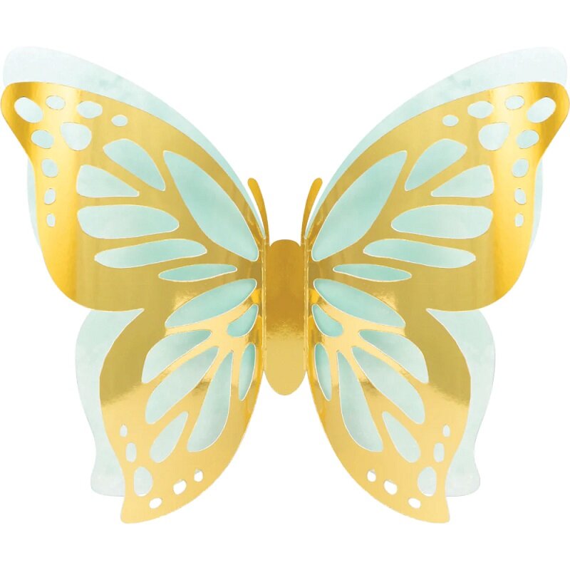 Skinnende Sommerfugl - Vægdekorationer 3 stk