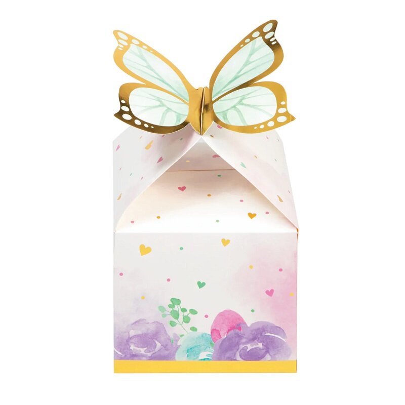 Skinnende Sommerfugl - Partybokse i pap 8 stk