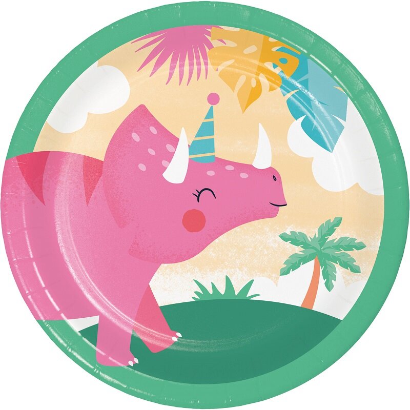 Dino Girl - Tallerkner 18 cm, 8 stk