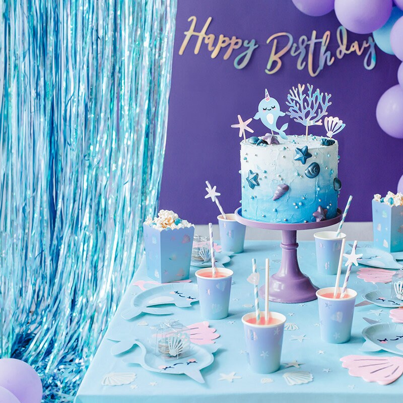 Glimmerforhæng - Lyseblåt 90 x 250 cm