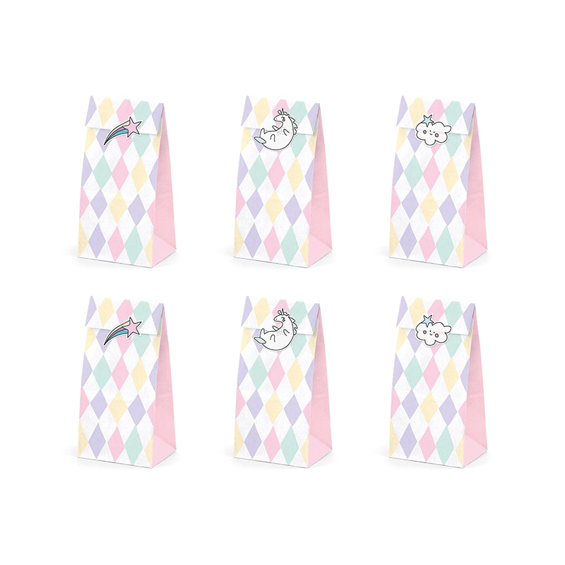 Enhjørning - Slikposer med stickers 6 stk