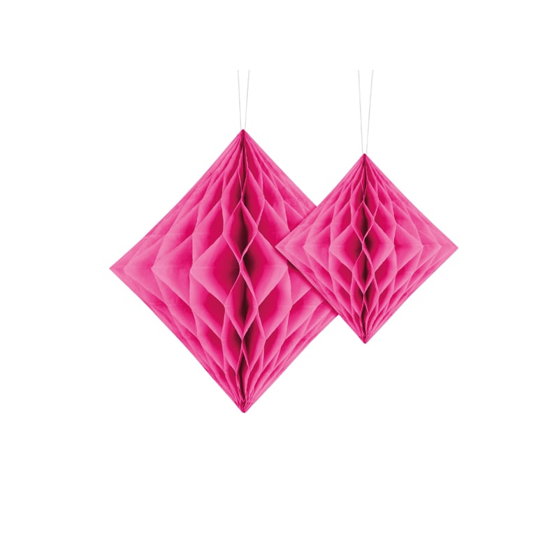Pink diamantformet dekoration i honeycomb 20-30 cm