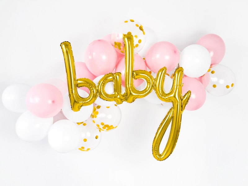 Folieballon Baby i guld 75 cm