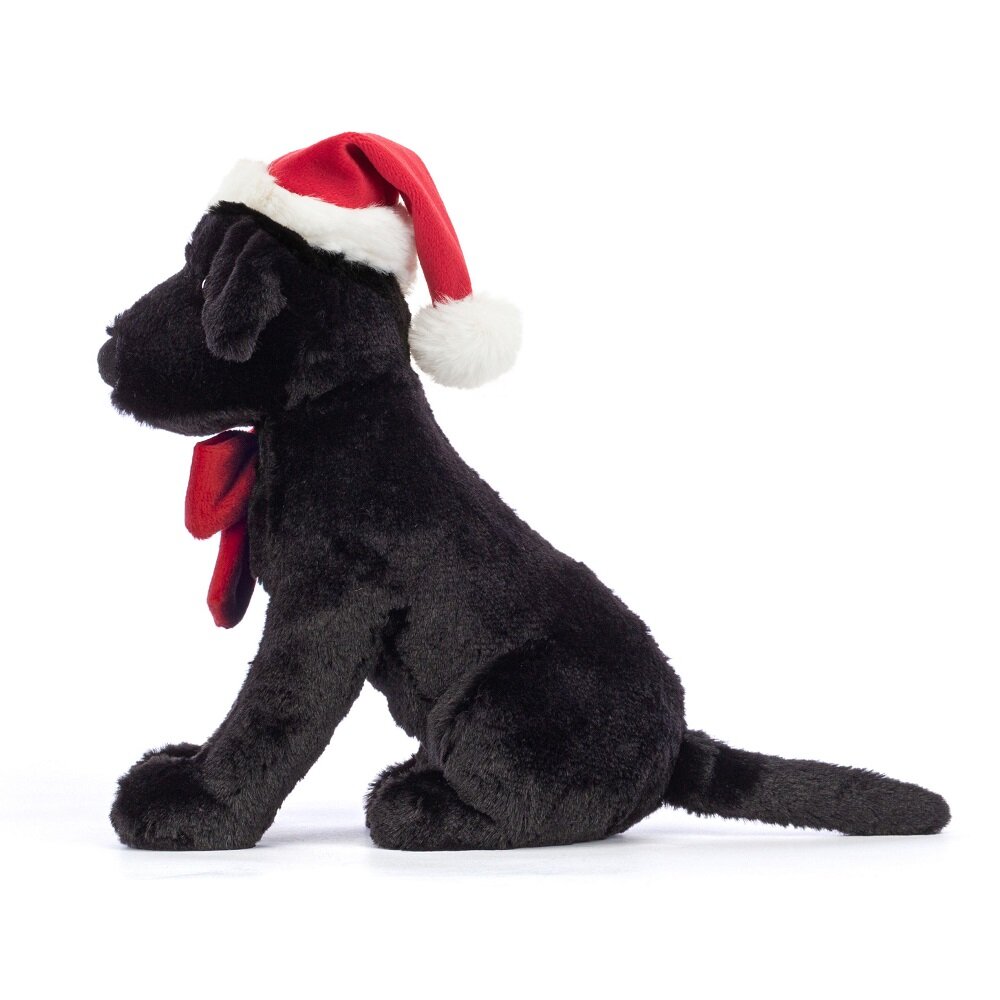 Jellycat - Sort Labrador med nissehue 22 cm