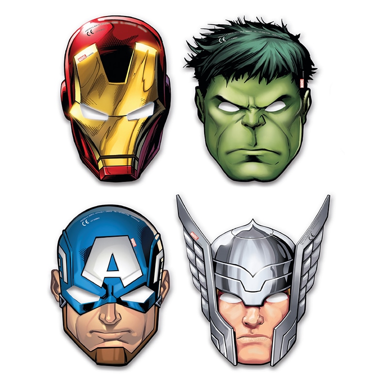 Avengers ansigtsmasker af pap 6 stk