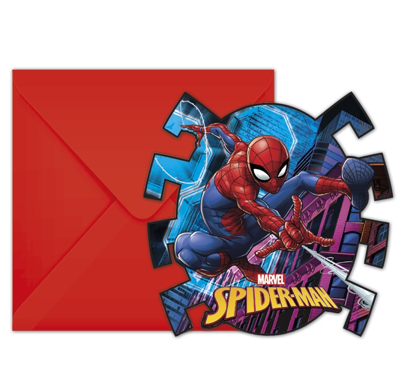 Spiderman Team Up, Invitationer med Kuverter 6 stk.
