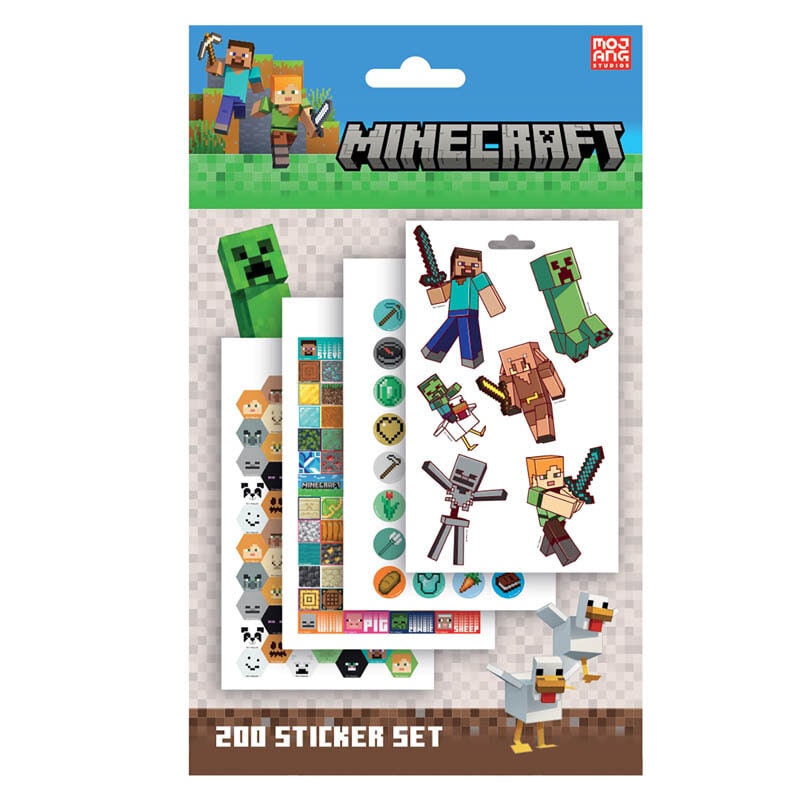 Minecraft Klistermærker 200 stk