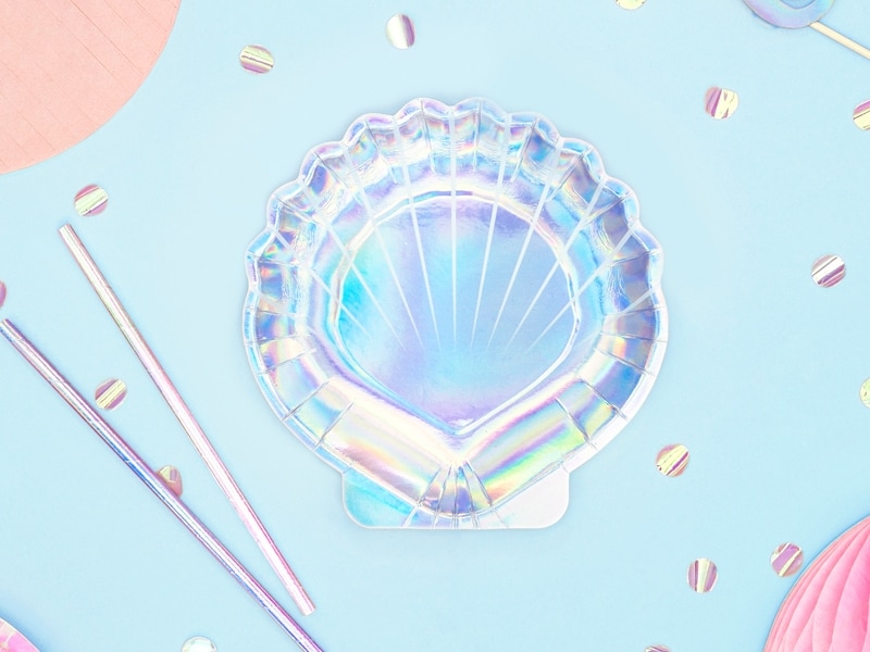 Strålende Tallerkener formet som en muslingeskal 6 stk.