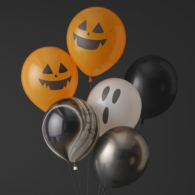 Hello Pumpkin Ballonmix - græskar og spøgelser 6-pak