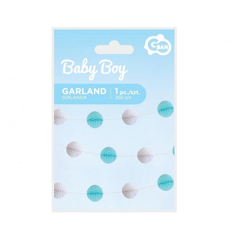 Guirlande Honeycomb Blå og hvid 2,5 meter