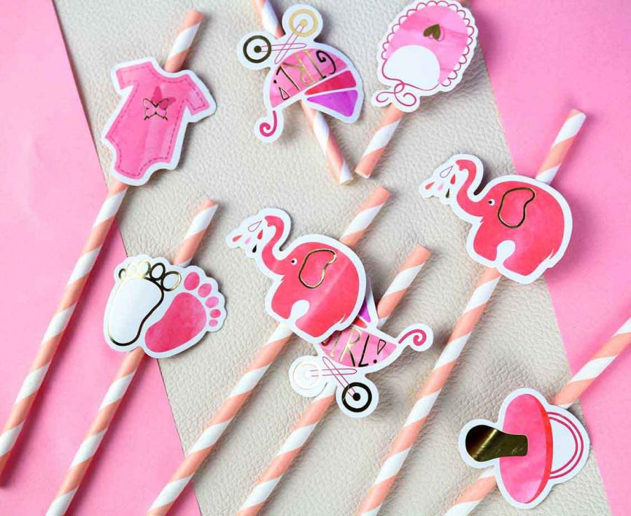 Papsugerør - Baby Girl, 8 stk