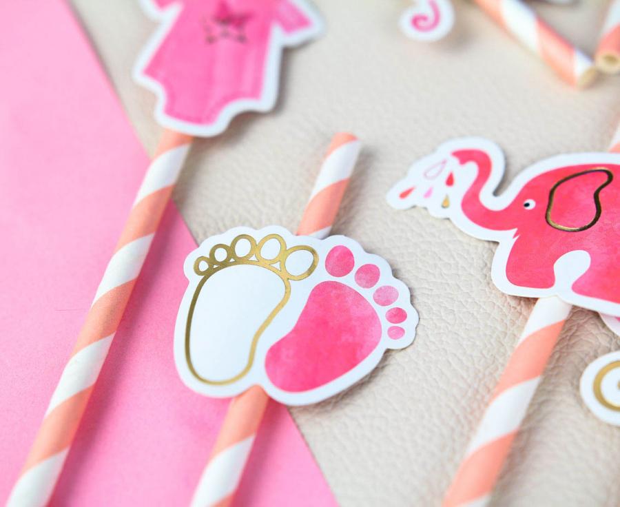 Papsugerør - Baby Girl, 8 stk