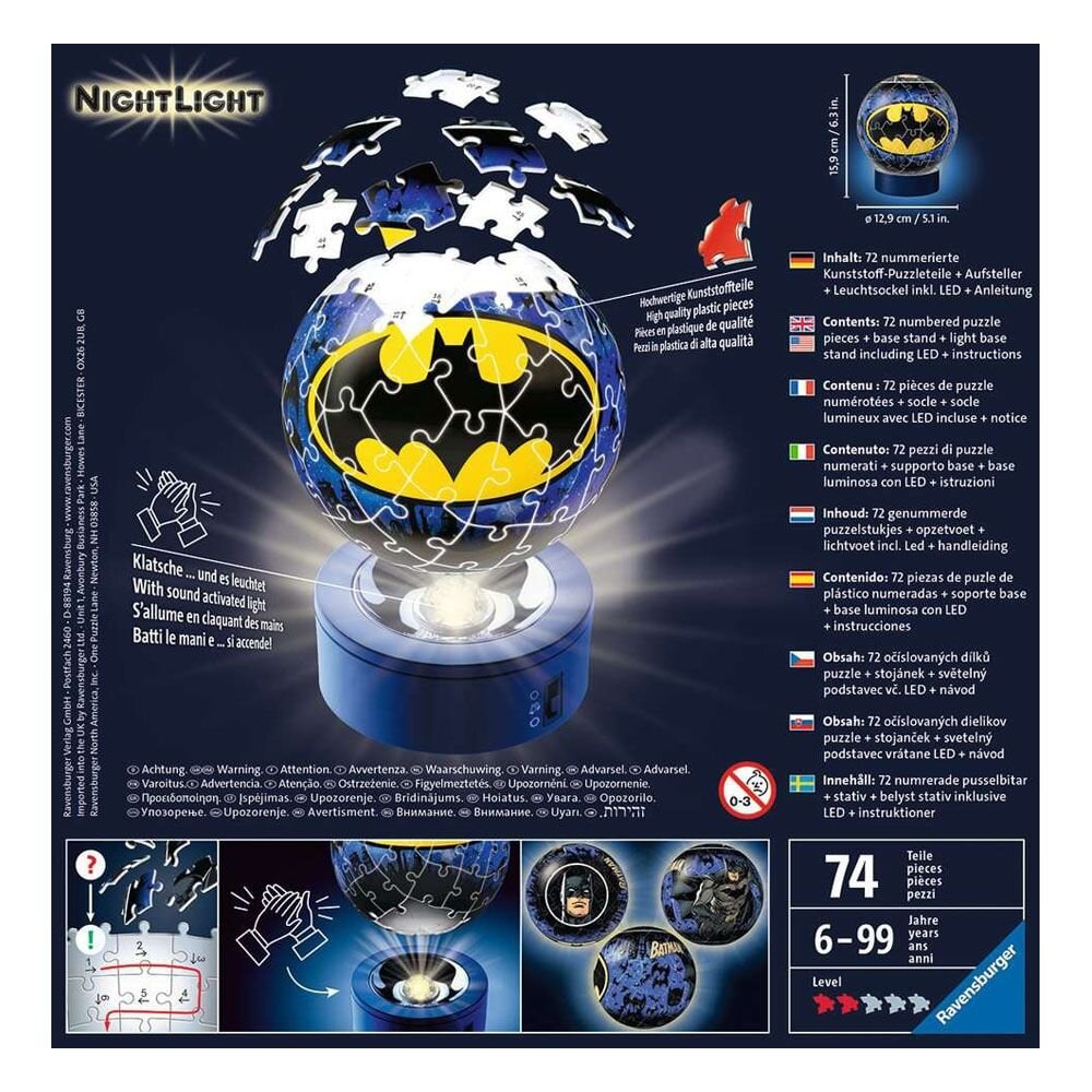 Ravensburger 3D Puslespil, Batman with Night Light 72 brikker