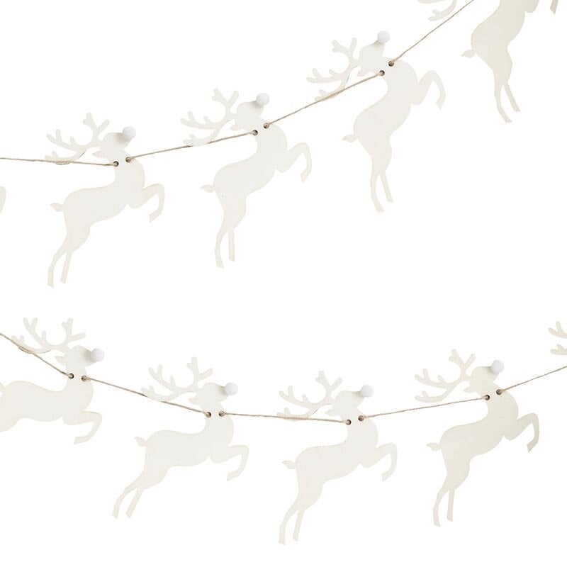 Juledekoration - Guirlande med rensdyr i træ 150 cm
