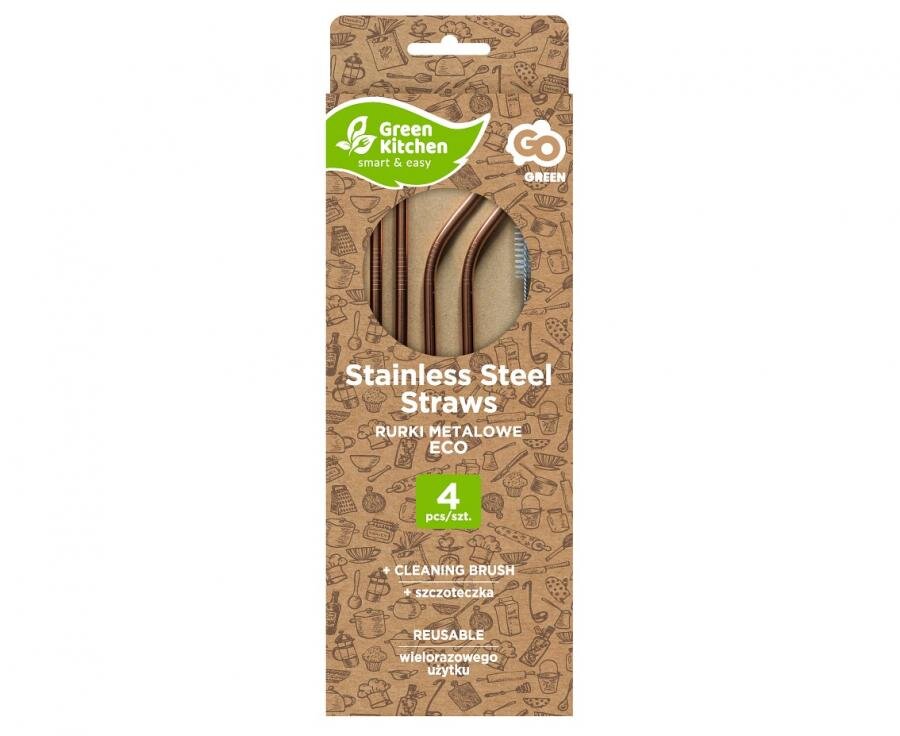 Metal Sugerør - Rosaguld 4 stk