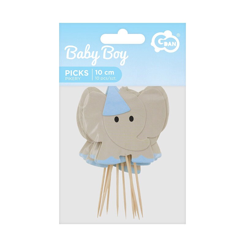 Kage dekorationer - Blå elefanter, 10 stk