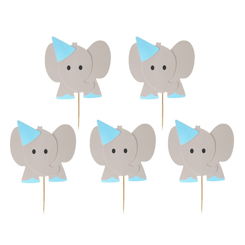 Kage dekorationer - Blå elefanter, 10 stk