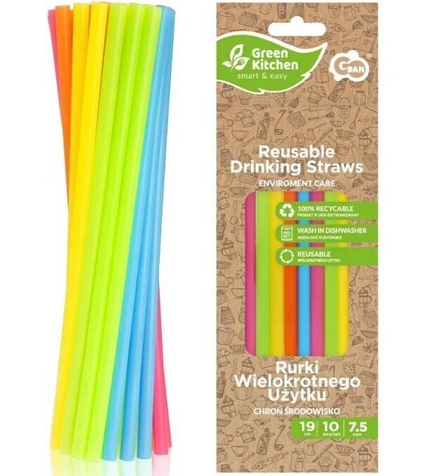 Plastsugerør Regnbuefarvede 10 stk