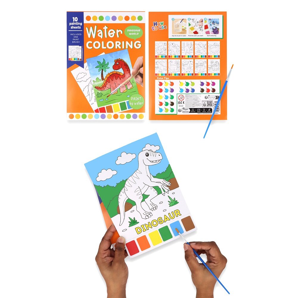 Dinosaur malebog med vandfarver