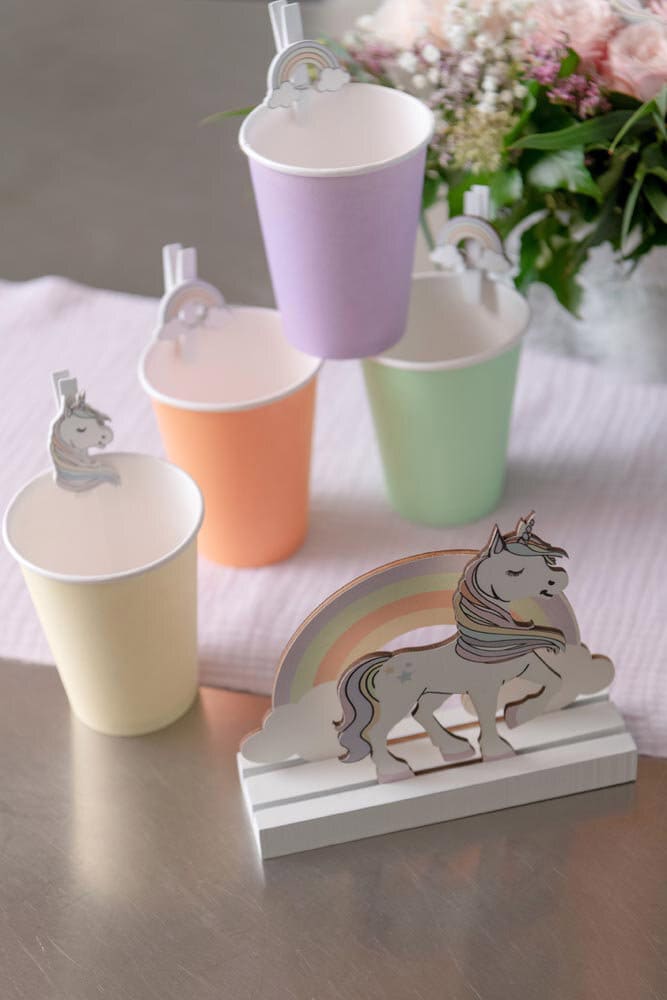 Enhjørning - 2D Borddekoration i træ 13 cm