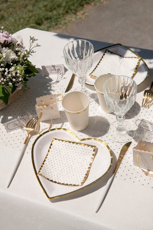 Papkrus - Hvide med guldprikker 10 stk