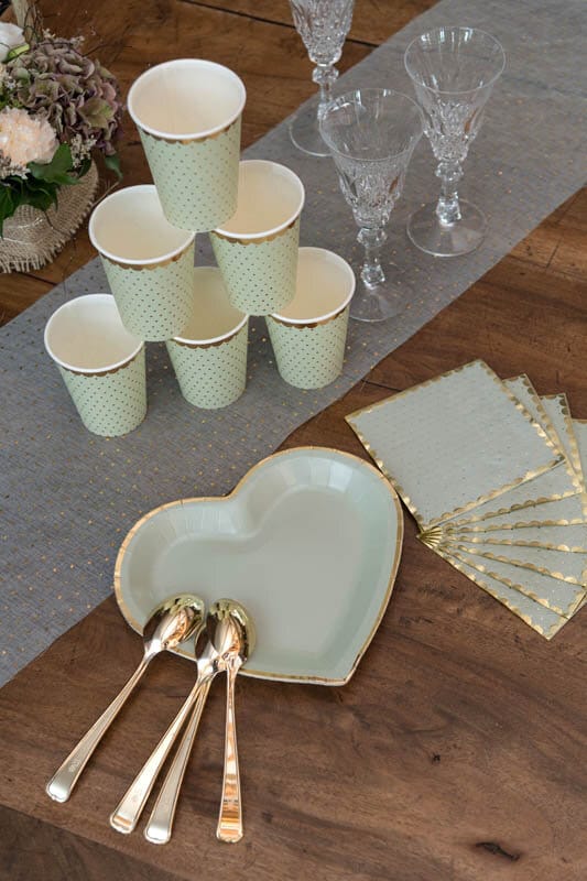 Servietter - Prikkede i olivengrønt og guld 20 stk