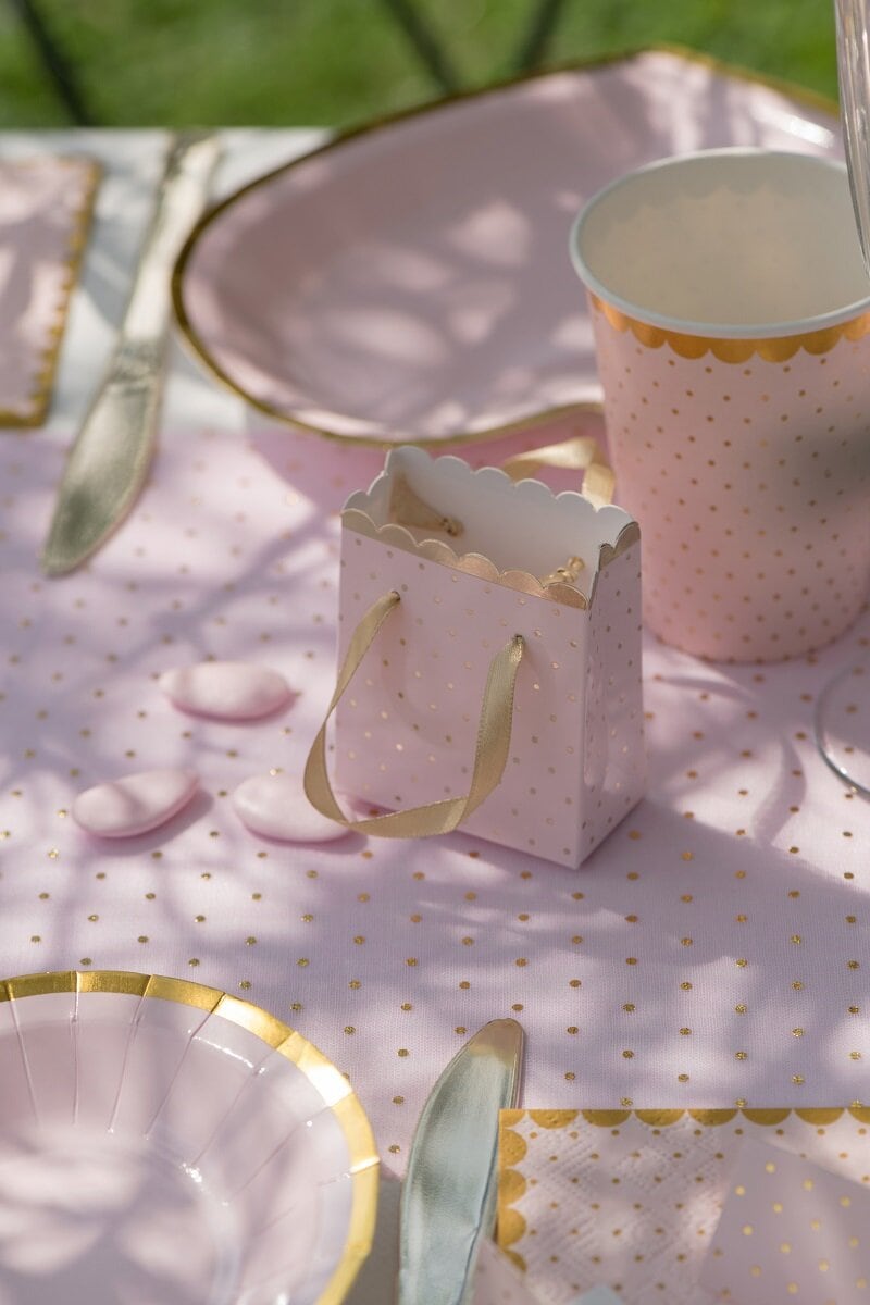 Små Gaveposer - Lyserøde & Guld 6 stk