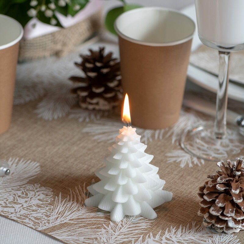 Stearinlys Juletræ Hvidt 8 cm