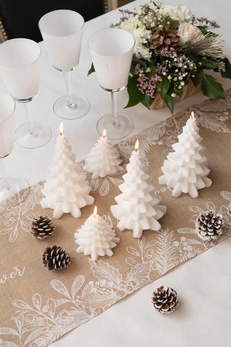 Stearinlys Juletræ Hvidt 8 cm