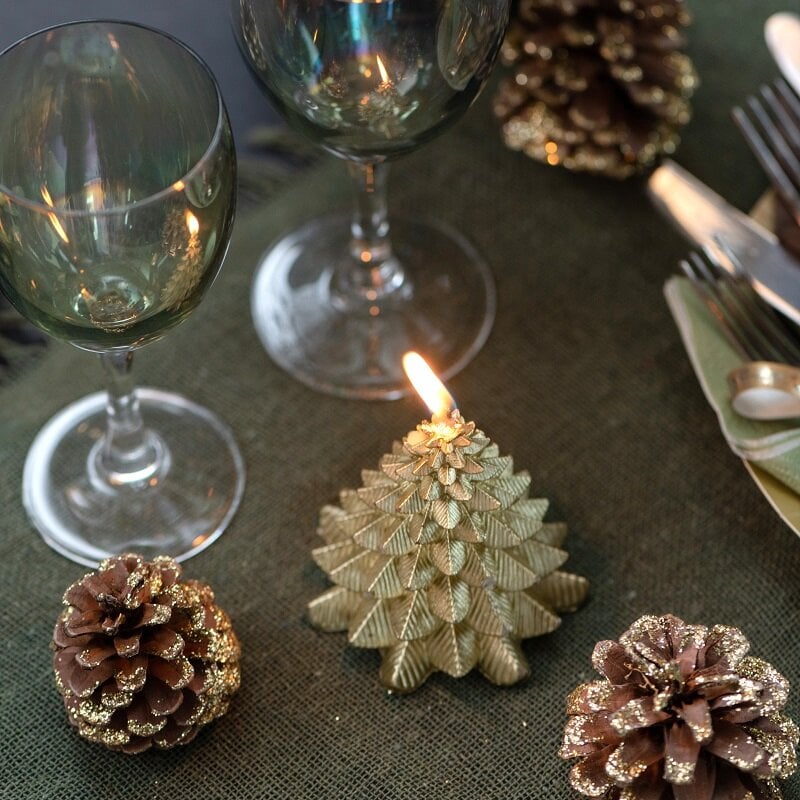 Stearinlys Juletræ Guld 8 cm